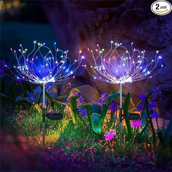 Solar Firework Lights Garden Decor 2 Pack, Waterproof LED Sparkler Lights Tall - Picture 7 of 7